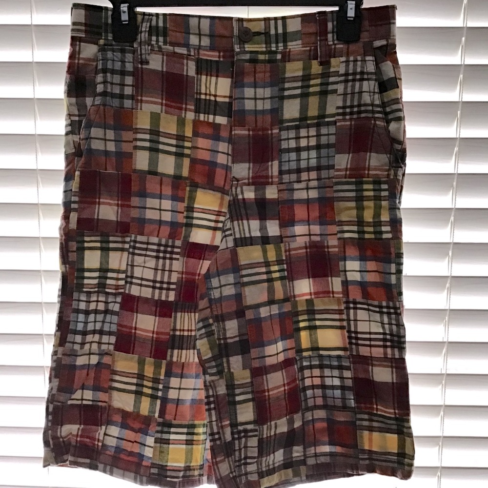 Boys Old Navy patchwork plaid Bermuda shorts